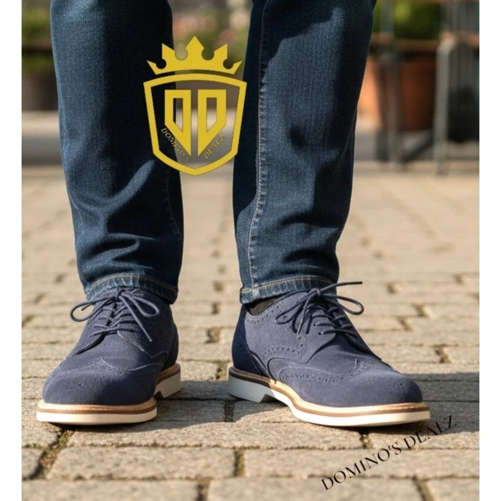 Cole Haan Foley Wing Ox II Blazer Blue Suede‎ Shoes Oxford Men's 9 Original Box